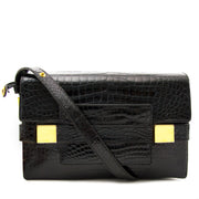 Delvaux Le Madame Black croco Leather bag now online at labellov.com for the best price