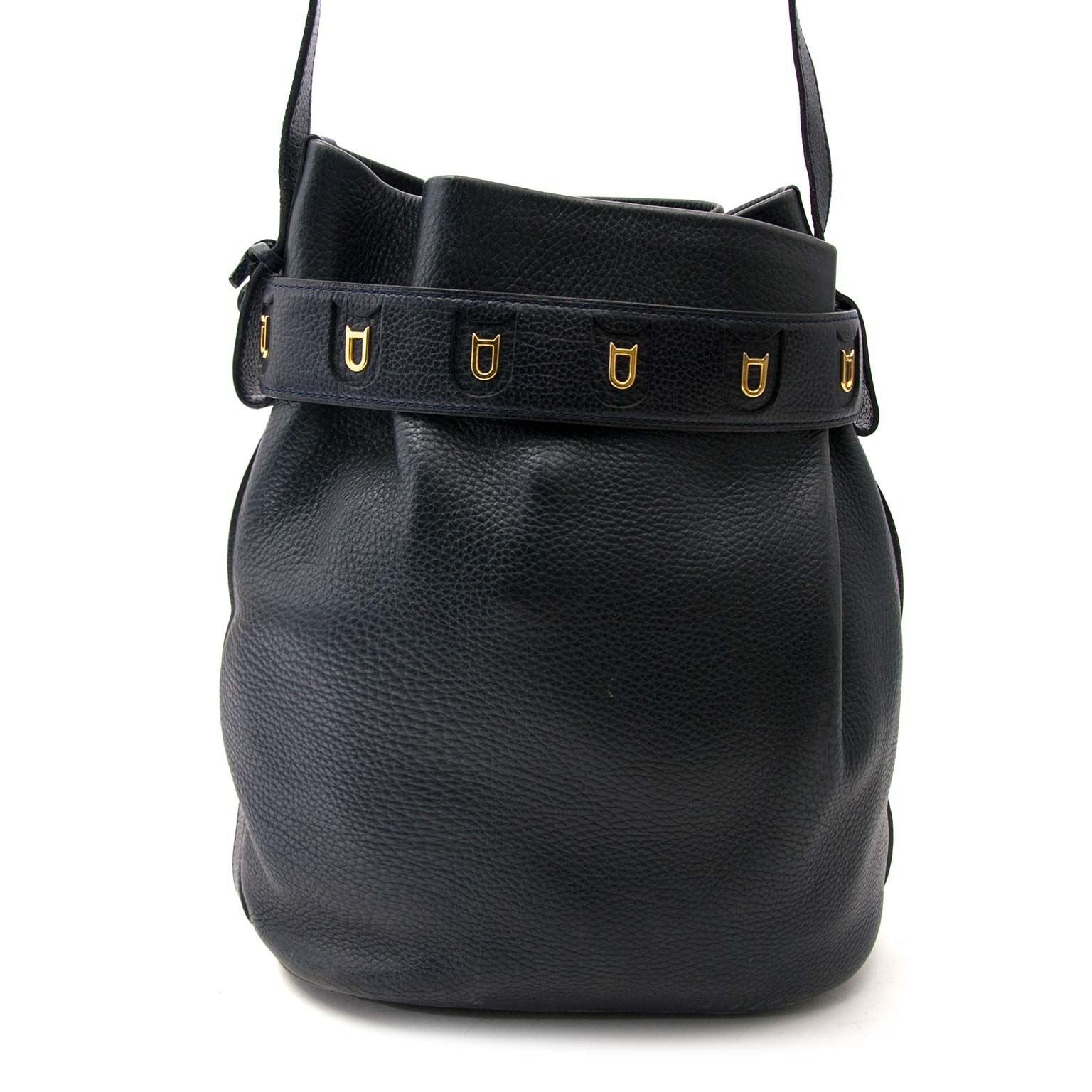Delvaux bucket bag blue leather