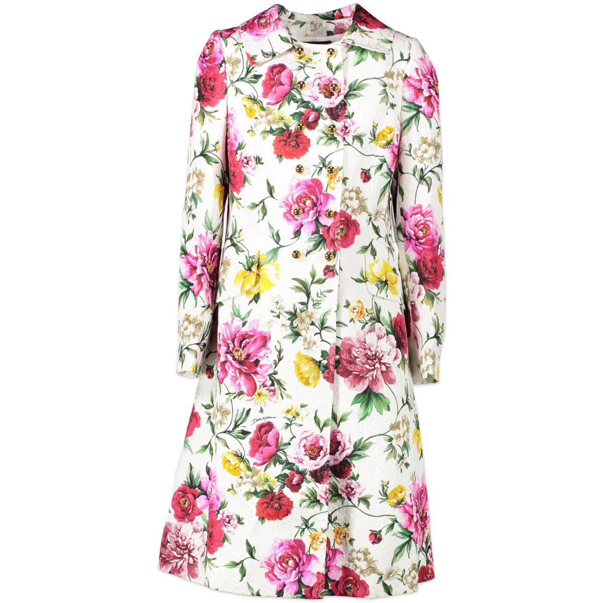 Shop safe online authentic Dolce & Gabbana White Floral Coat in size 42.
