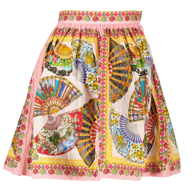 Dolce & Gabbana Rok van bedrukt popeline met waaierpatroon - Maat IT40
