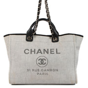 Chanel Grey Mixed Fiber Large Deauville Shopper Bag
