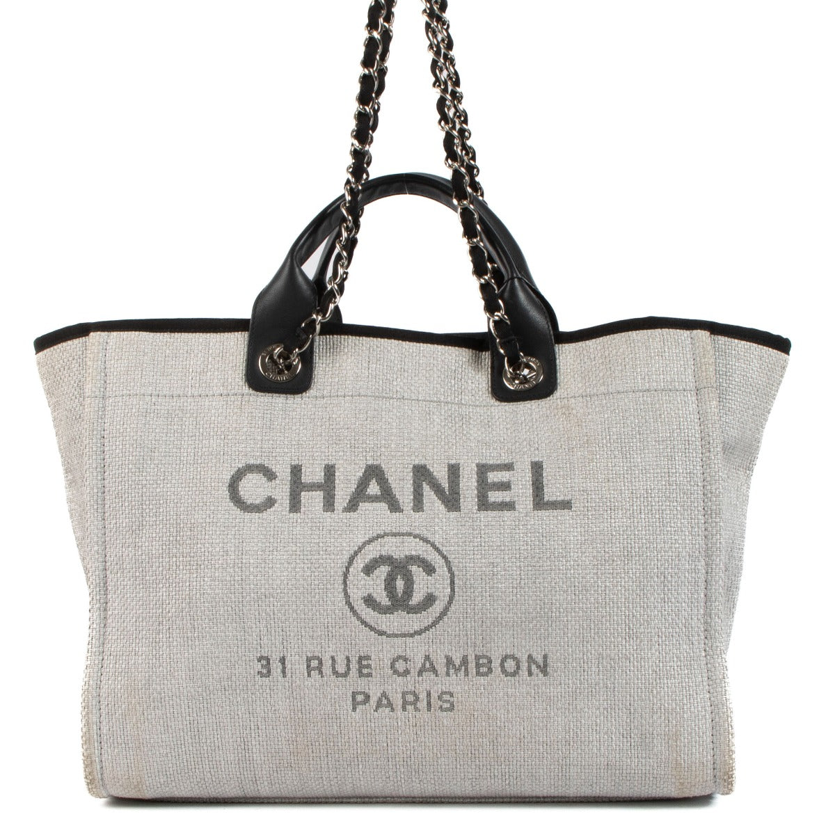 Chanel Grey Mixed Fiber Large Deauville Shopper Bag