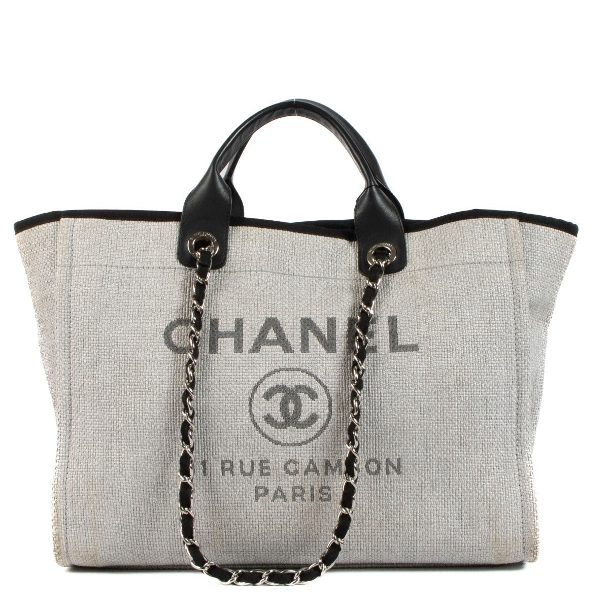 Chanel Grey Mixed Fiber Large Deauville Shopper Bag