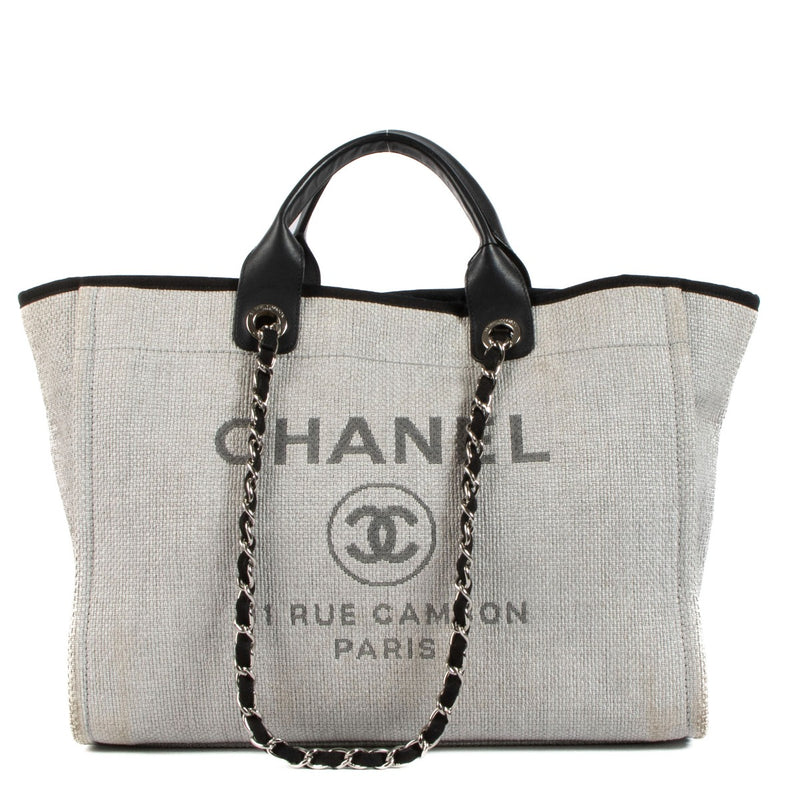 Chanel Grey Mixed Fiber Large Deauville Shopper Bag