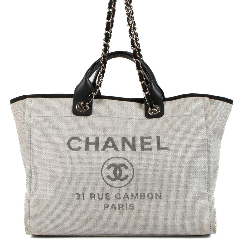 Chanel Grey Mixed Fiber Large Deauville Shopper Bag