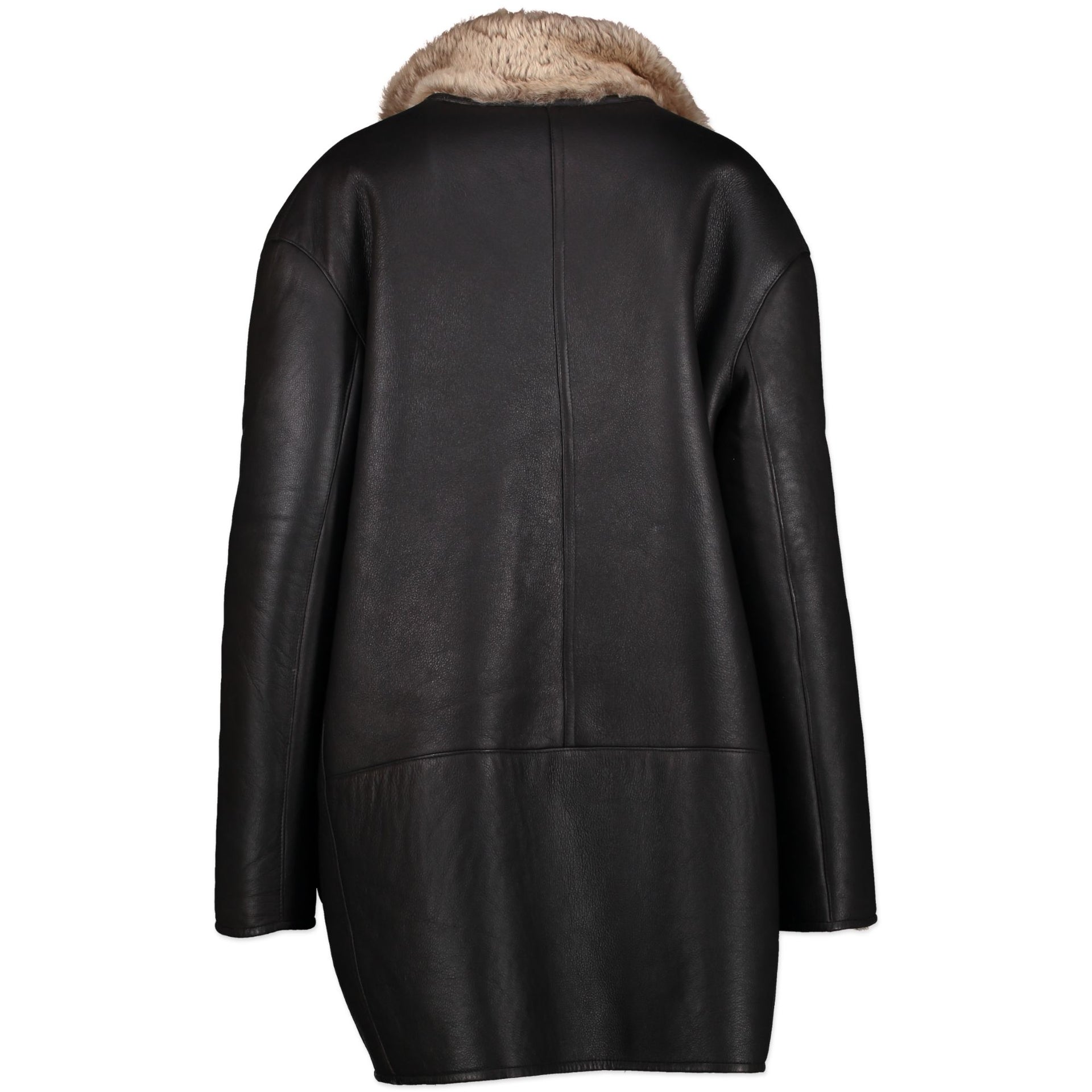 Marni Black Lamb Leather Reversible Shearling Coat - size FR40