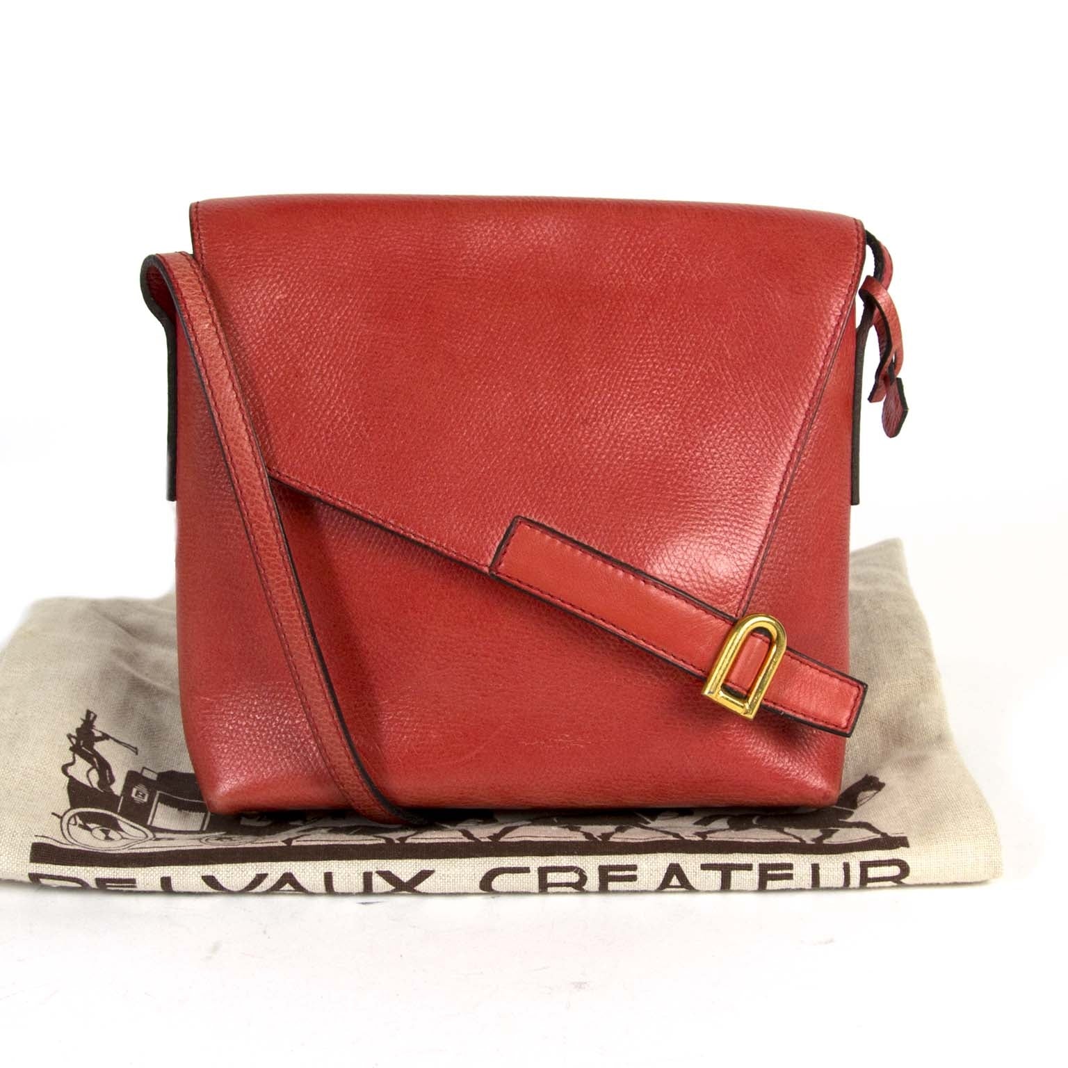 buy authentic delvaux red 'd' crossbody bag now for sale at labellov vintage fashion webshop belgium