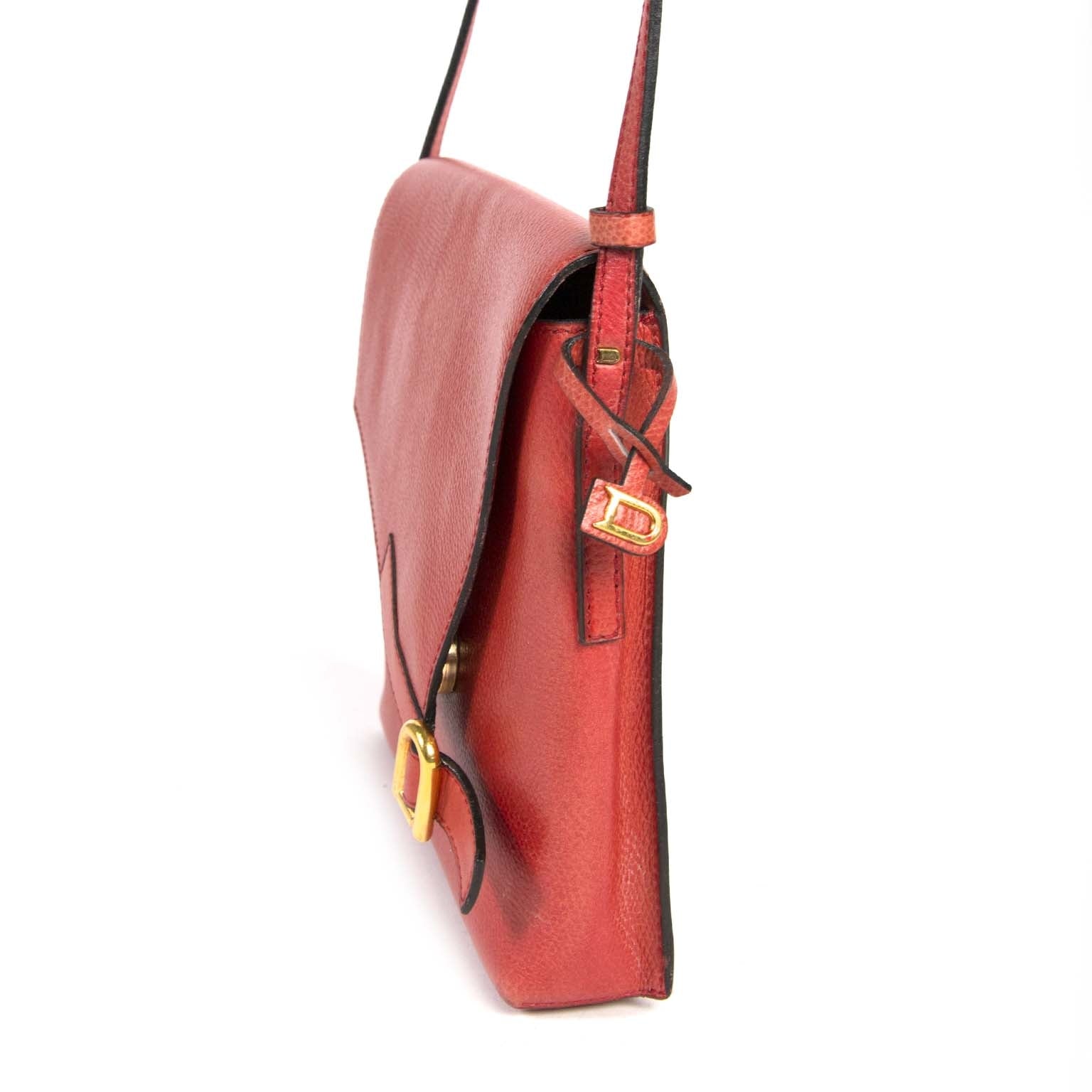 buy authentic delvaux red 'd' crossbody bag now for sale at labellov vintage fashion webshop belgium