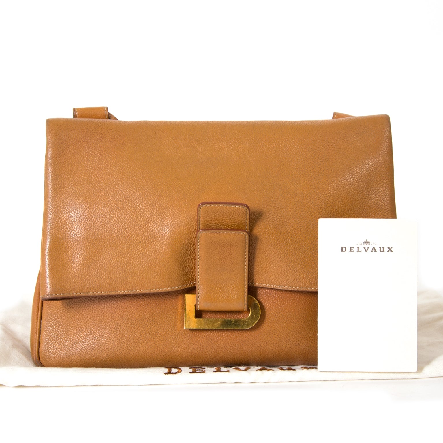 Delvaux Cognac Givry Shoulder Bag now for sale at labellov vintage fashion webshop belgium