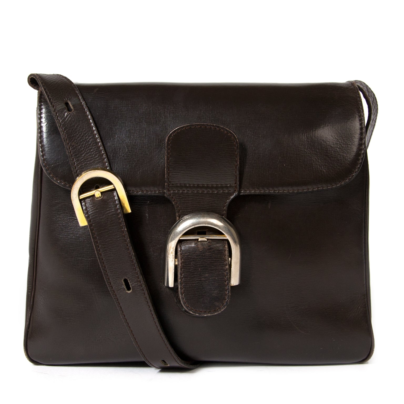 Sac à bandoulière Delvaux Brillant Baudrier marron