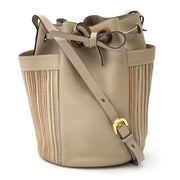 Delvaux Beige Leather and Toile de Cuir Bucket Bag for sale online at Labellov Antwerp secondhand luxury