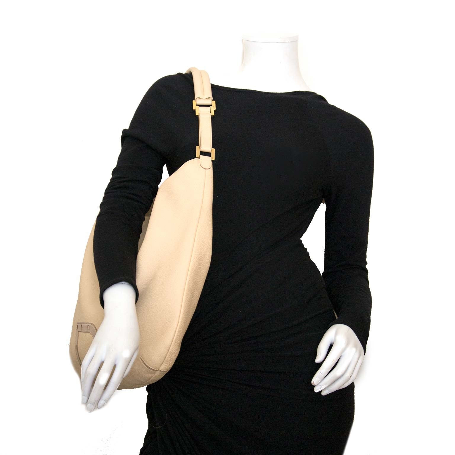 authentic Delvaux Beige Louise Shoulder Bag for sale at labellov.com