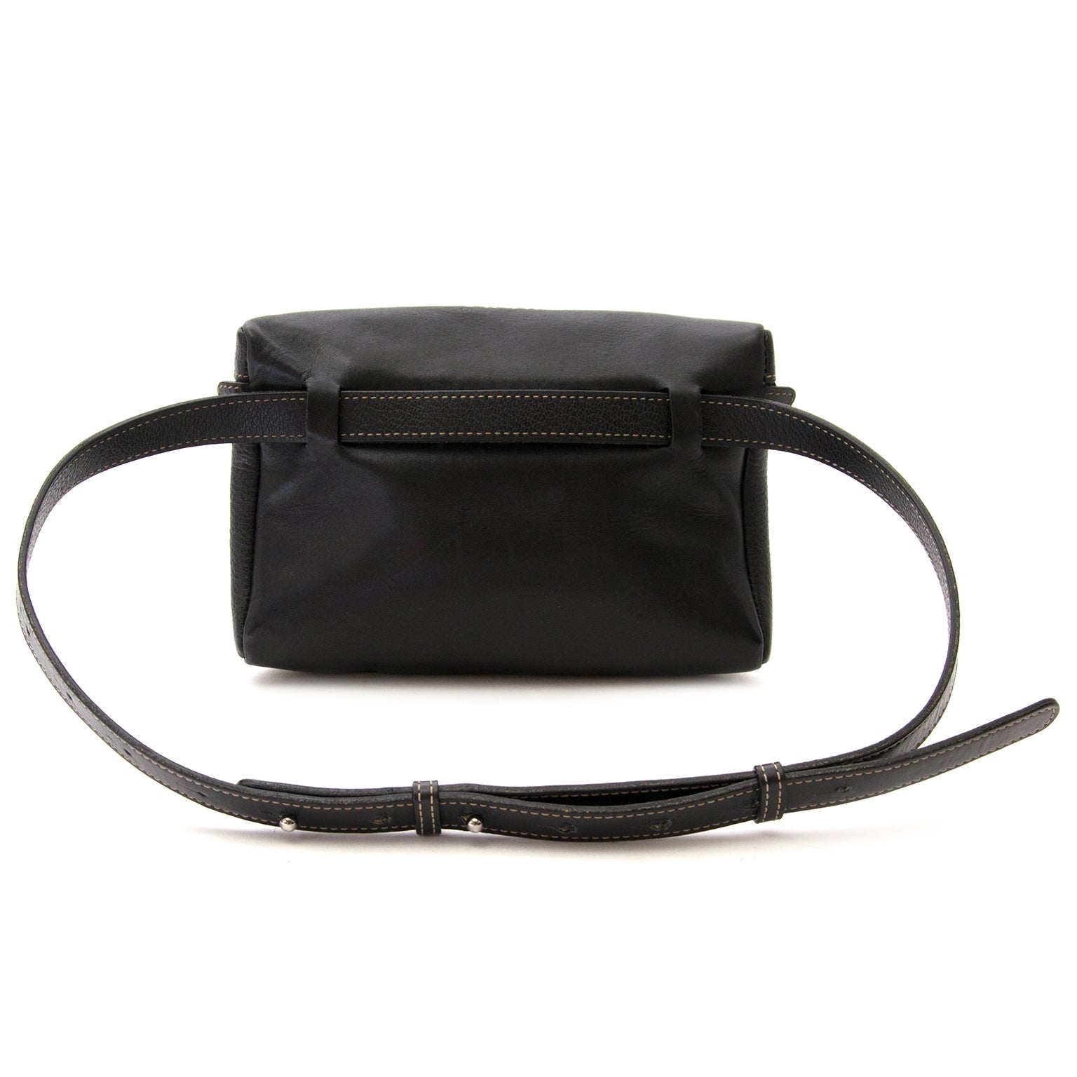 deux de delvaux black leather belt bag now for sale at labellov vintage fashion webshop belgium