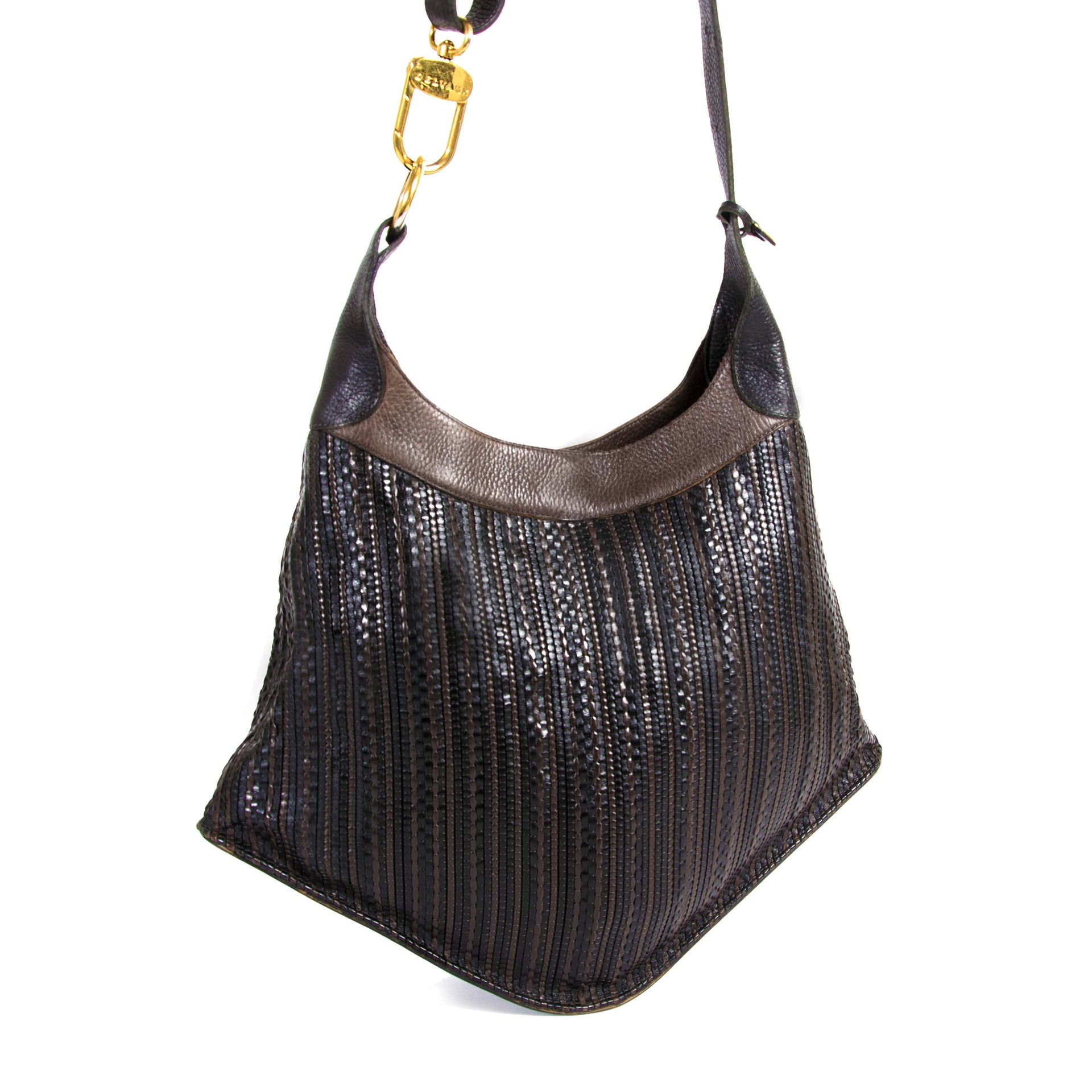 Delvaux Brown Toile de Cuir Satan Bag for sale at Labellov luxury in Antwerp