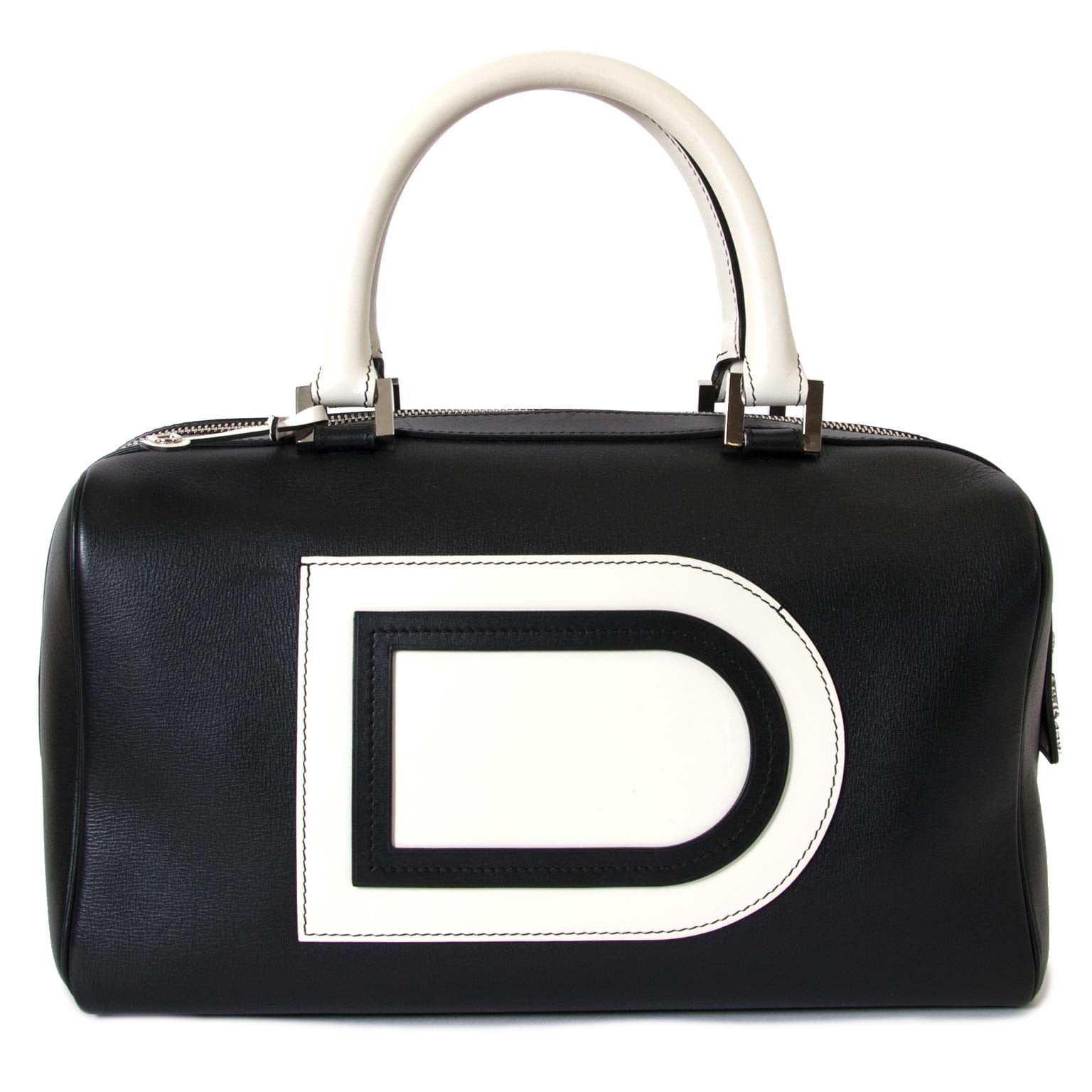 Delvaux Louise Boston Allure Black & White for sale online at Labellov
