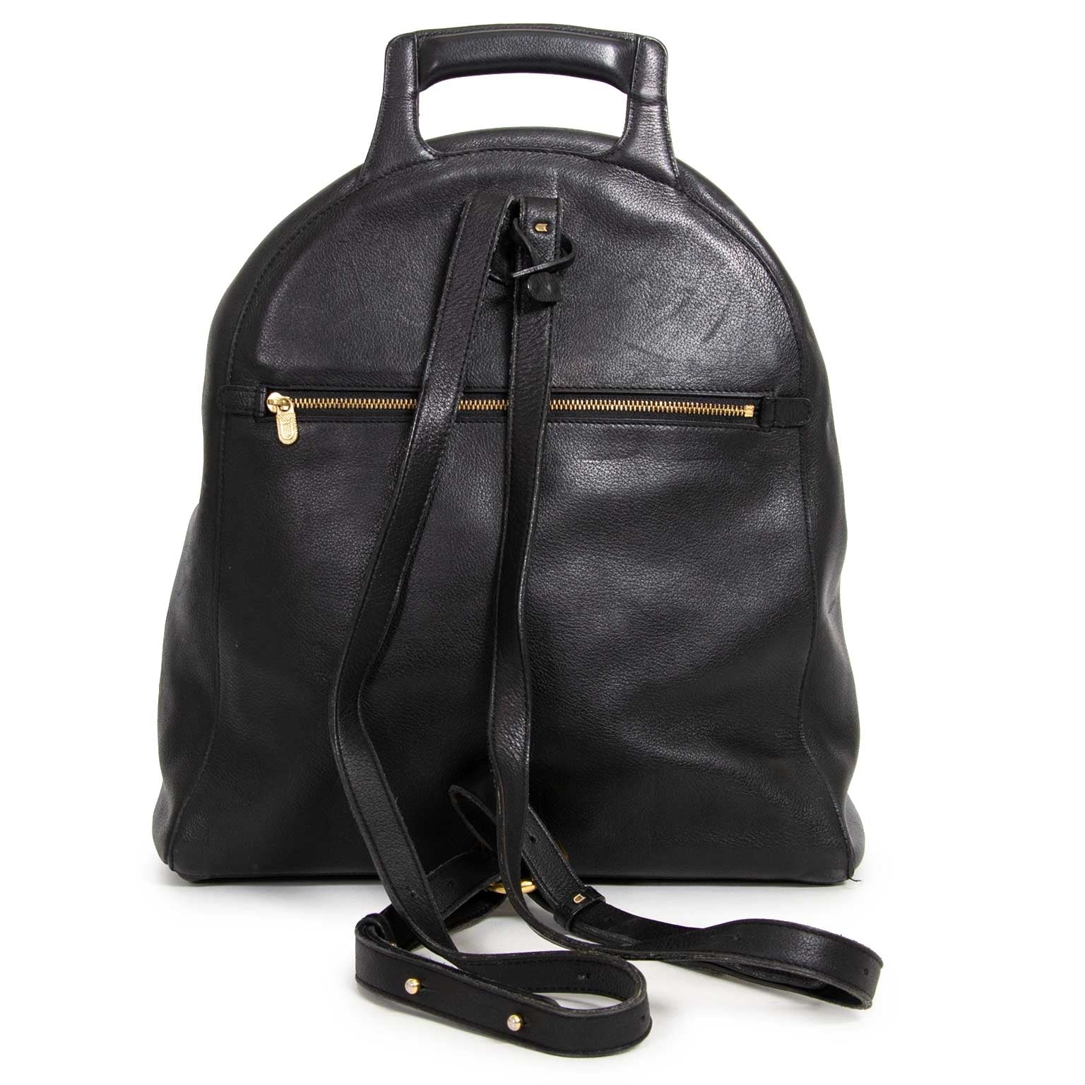 delvaux black leather backpack now for sale at labellov vintage fashion webshop belgium