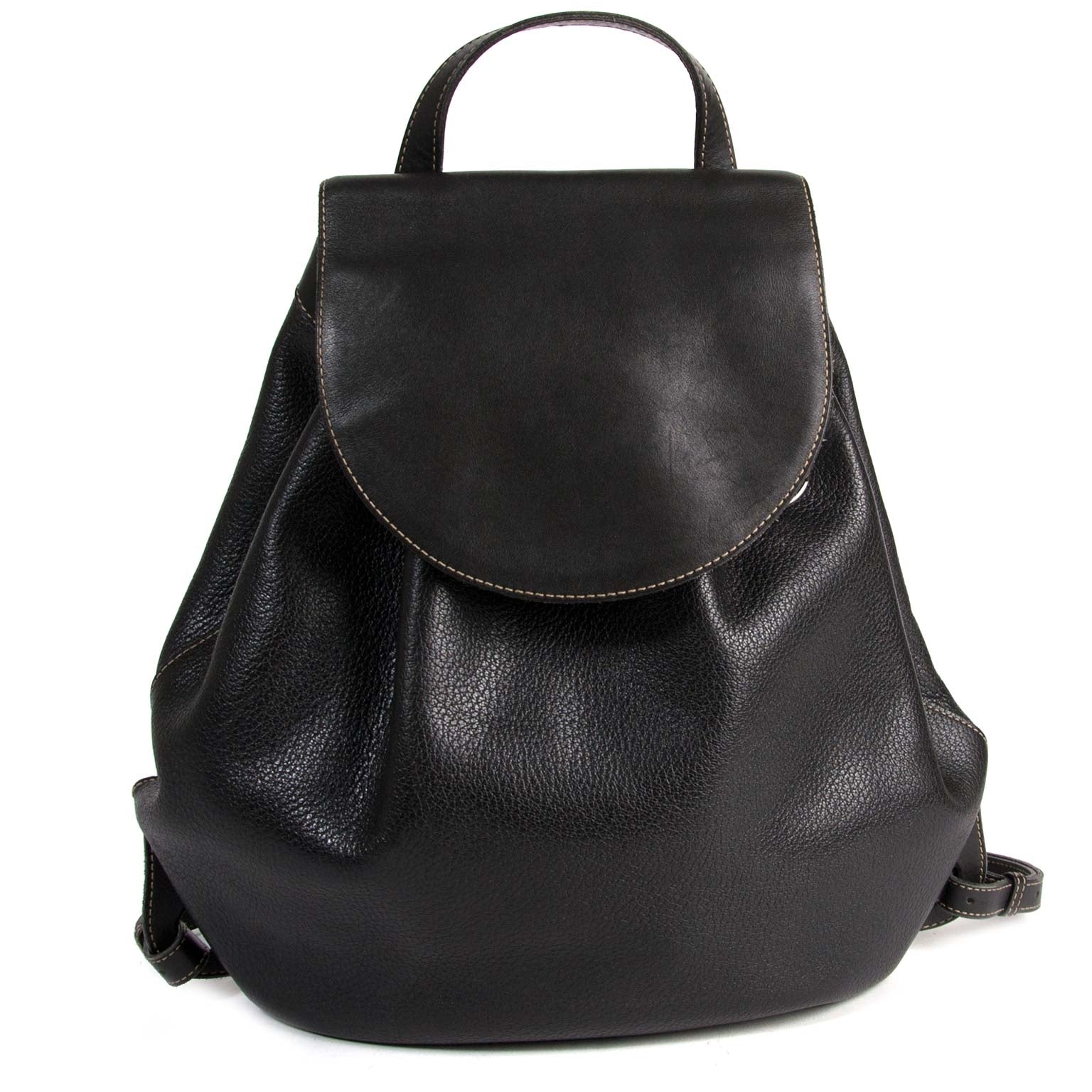 Deux De Delvaux Black Leather Backpack