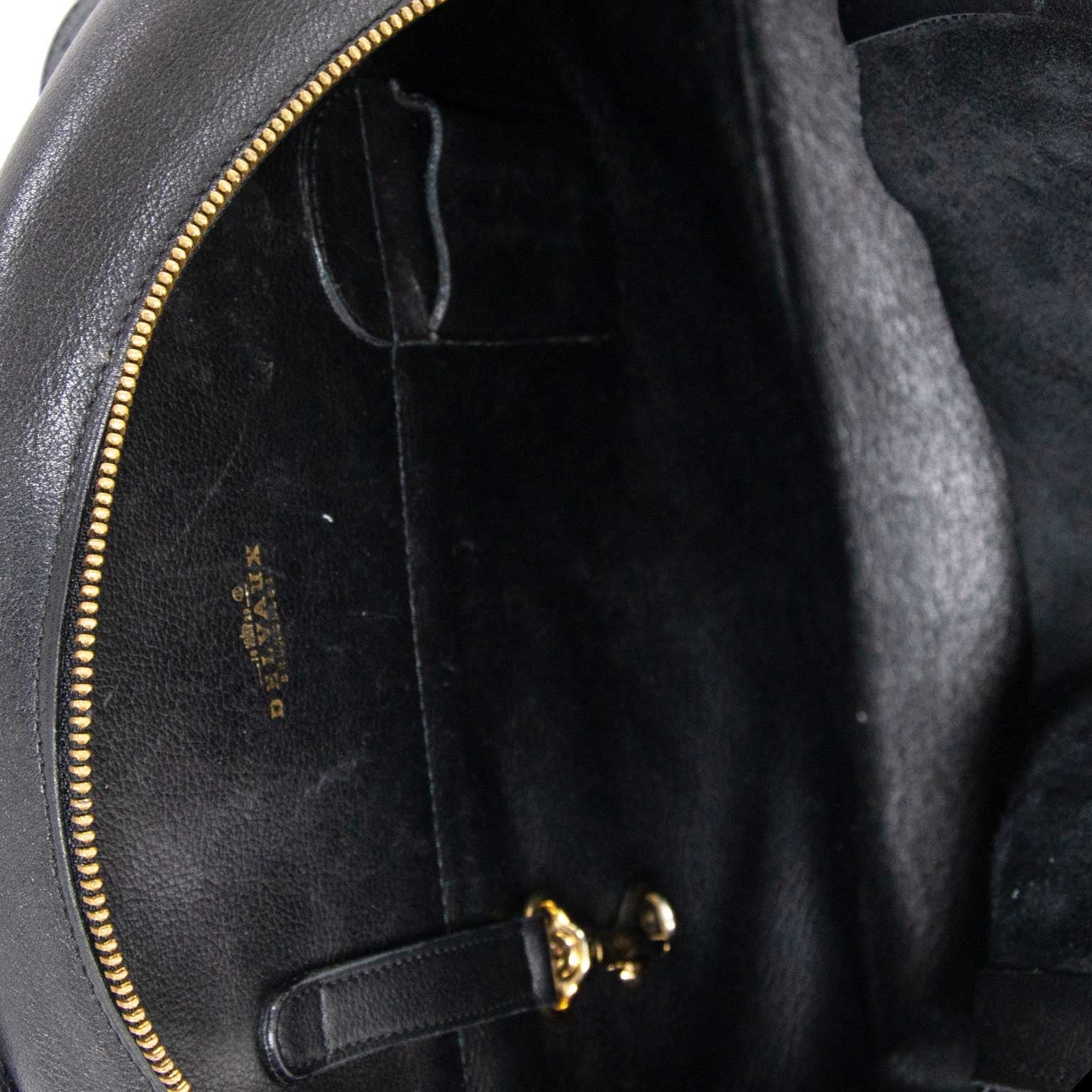 delvaux black leather backpack now for sale at labellov vintage fashion webshop belgium