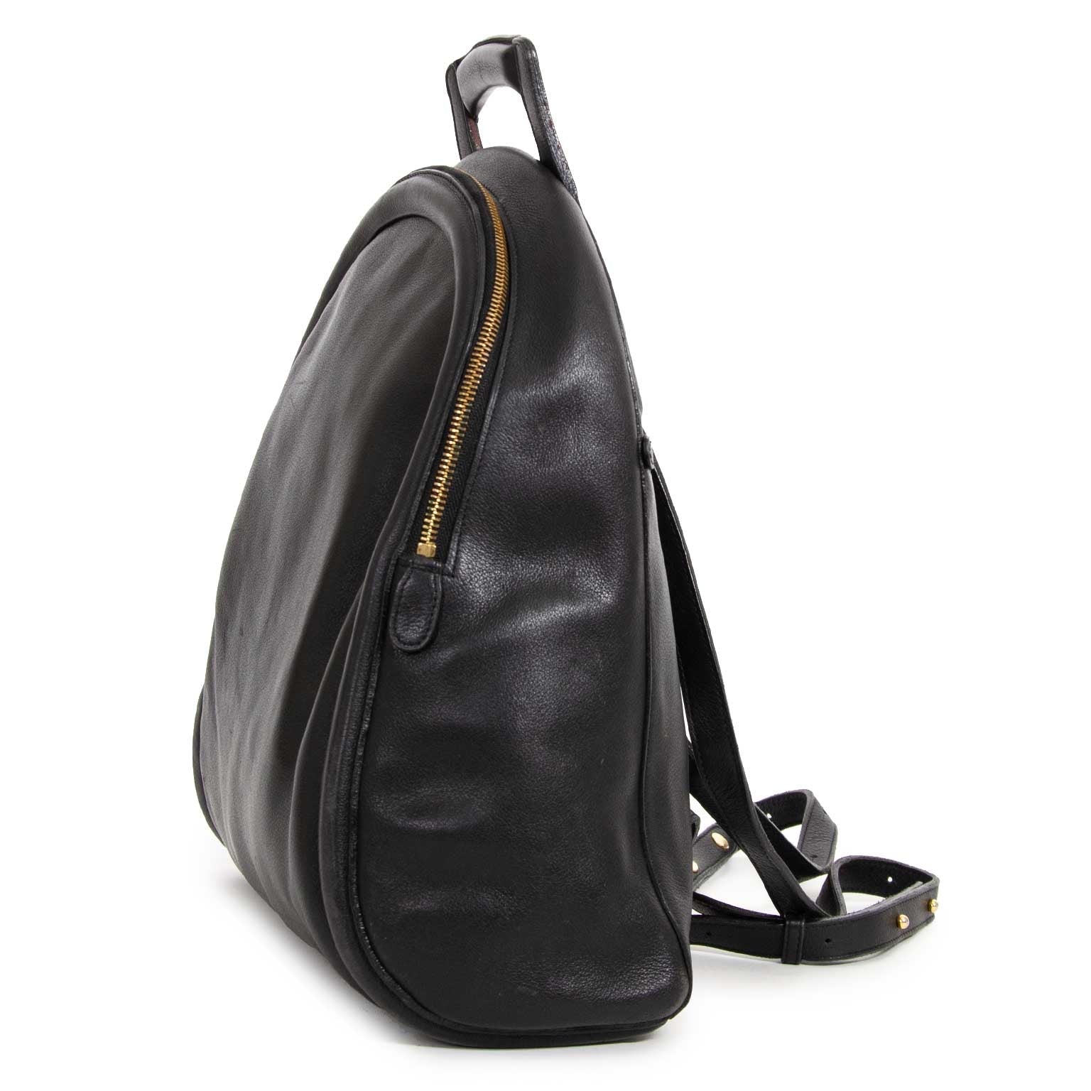 delvaux black leather backpack now for sale at labellov vintage fashion webshop belgium