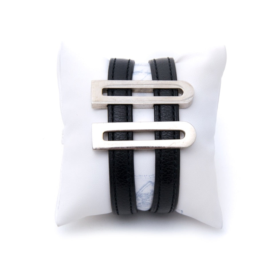 acheter en ligne Delvaux Black DD Leather Bracelet pour le meilleur prix