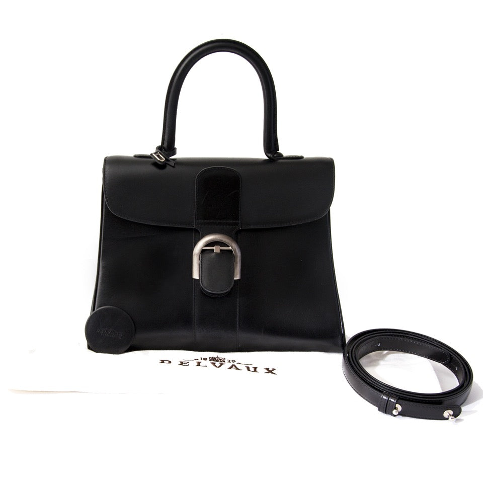 acheter en ligne seconde main sac a main Delvaux Brillant MM Black + STRAP pour le meilleur prix