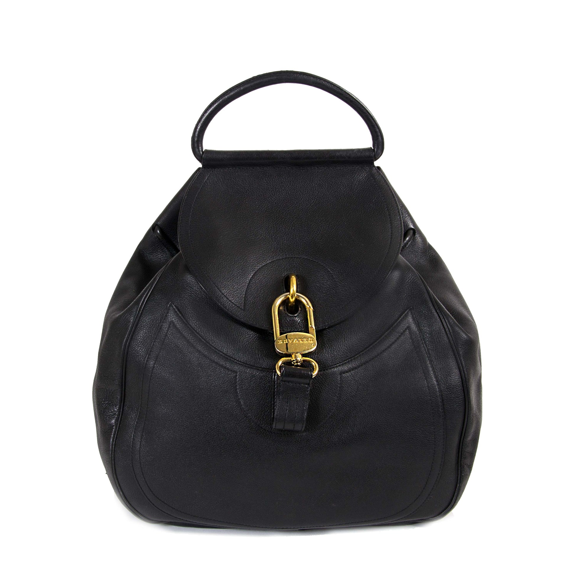 Delvaux Black Lucifer Backpack now for sale at labellov vintage fashion webshop belgium