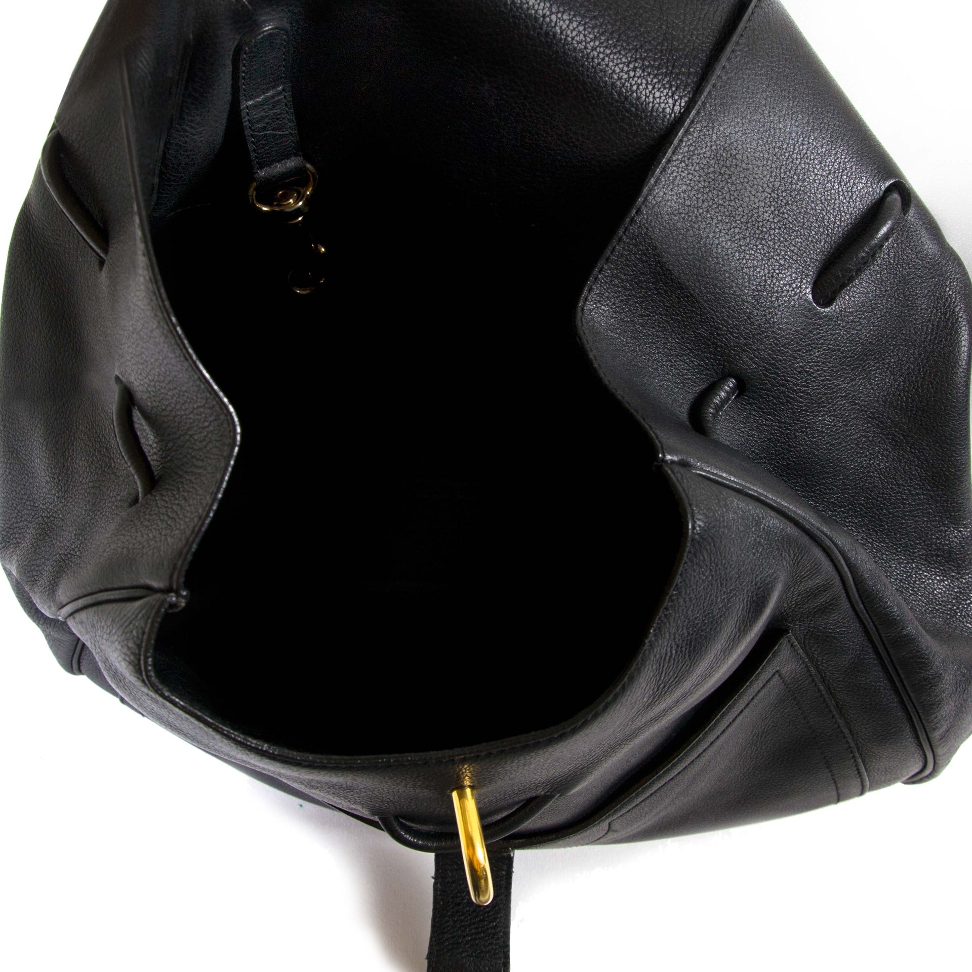 Delvaux Black Lucifer Backpack now for sale at labellov vintage fashion webshop belgium