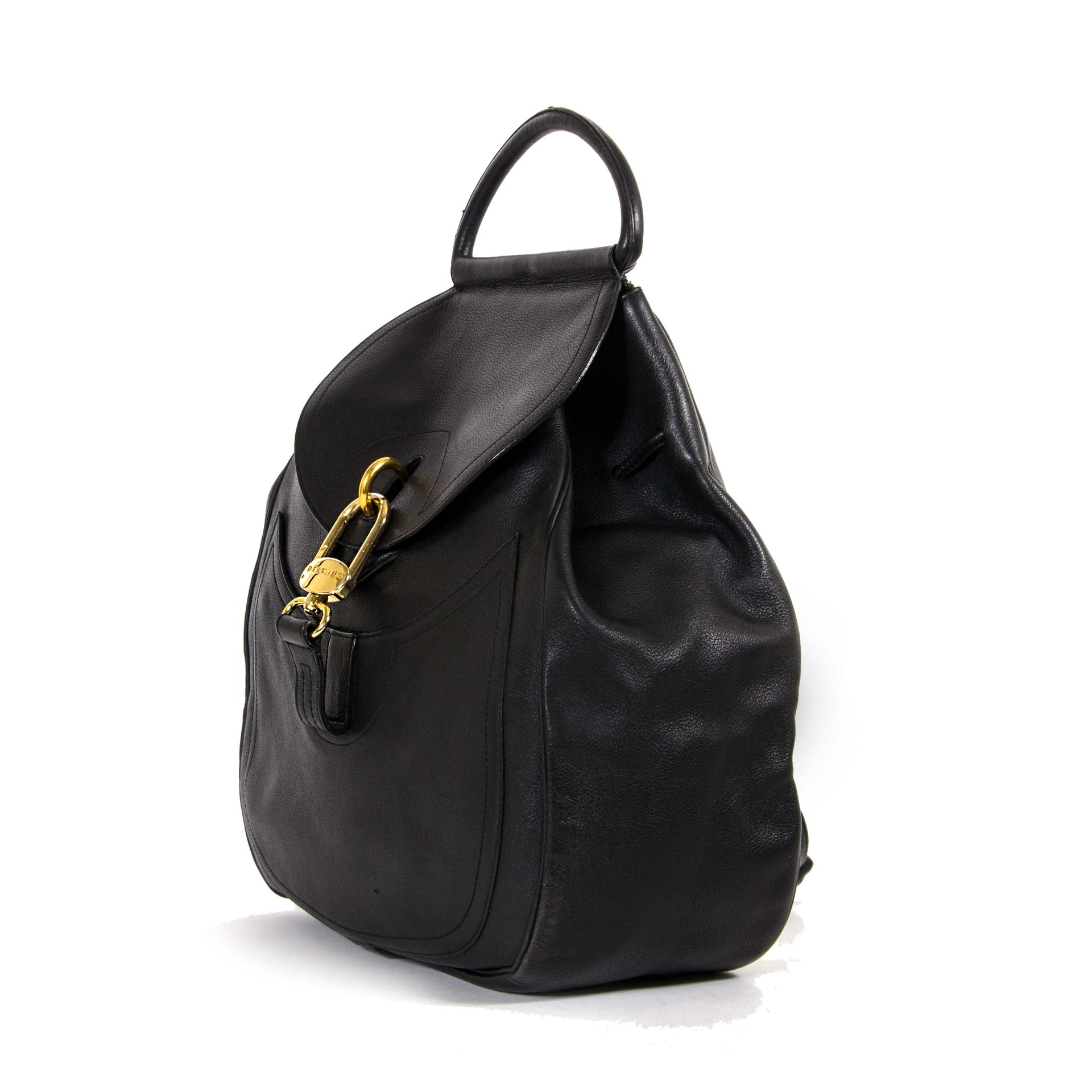 Delvaux Black Lucifer Backpack now for sale at labellov vintage fashion webshop belgium