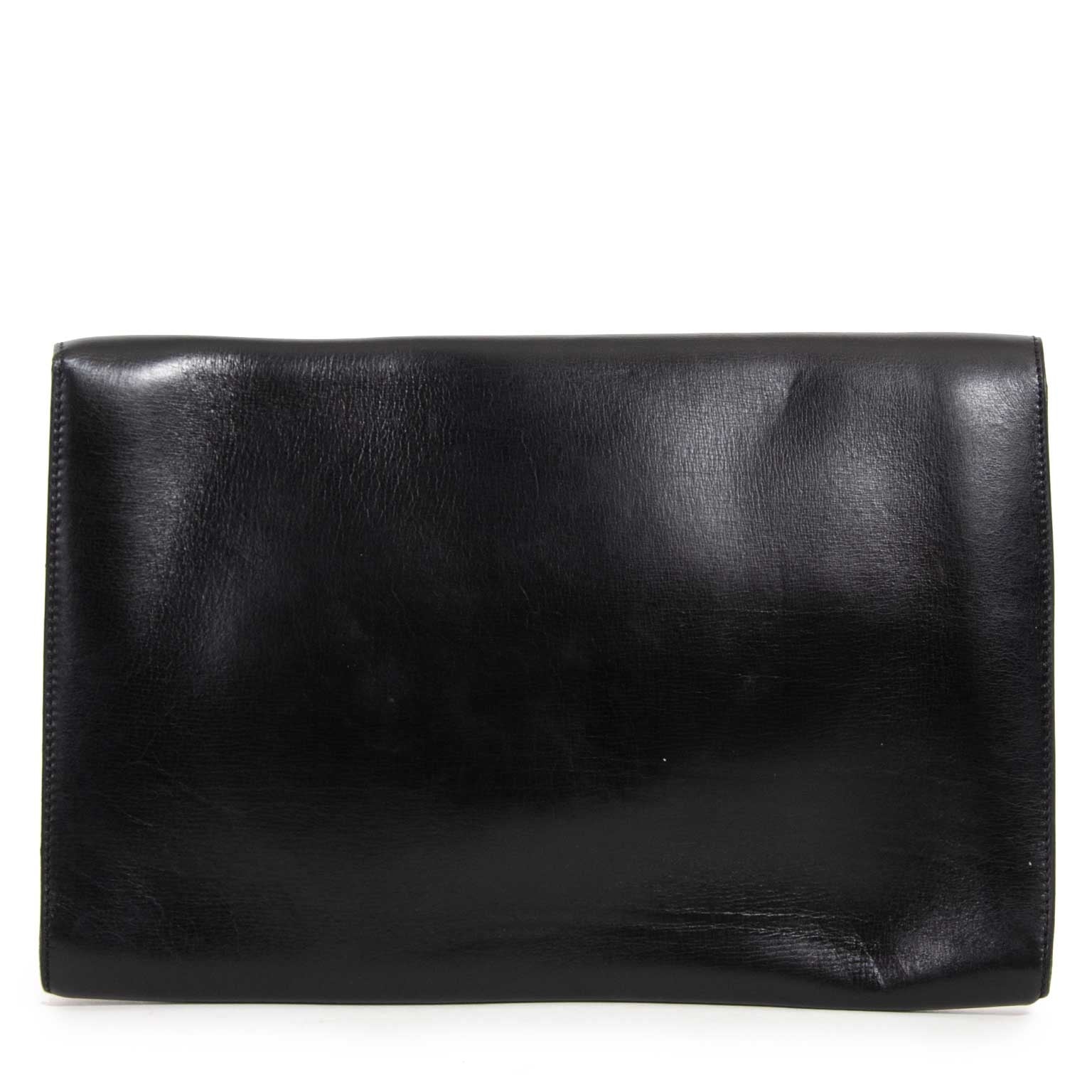 delvaux black clutch now for sale at labellov vintage fashion webshop belgium