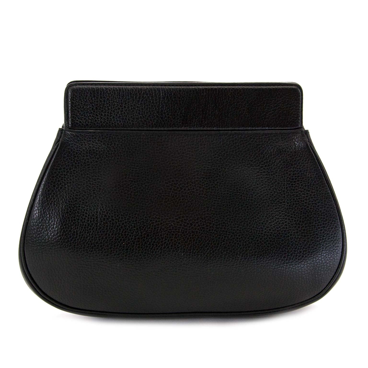 Delvaux black leather pochette clutch now for sale at labellov vintage fashion webshop belgium