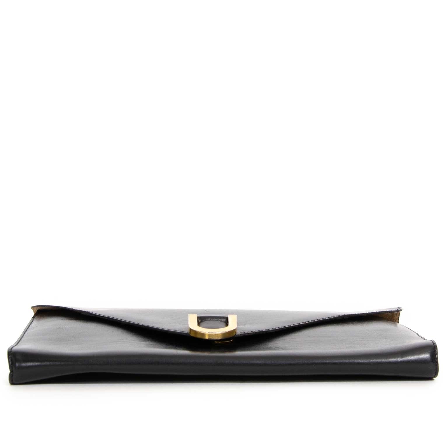 delvaux black clutch now for sale at labellov vintage fashion webshop belgium