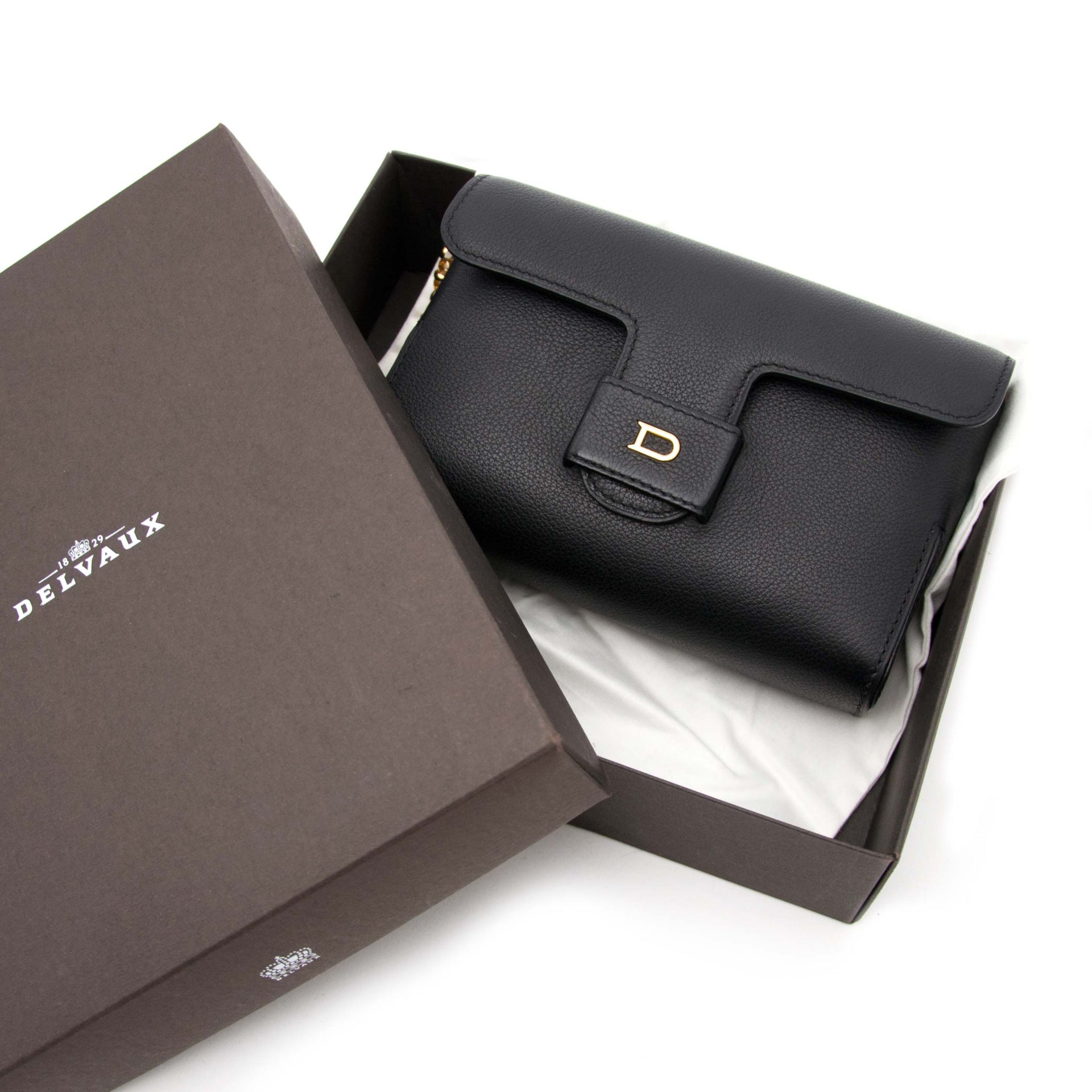 Delvaux Black Leather Clutch Bag