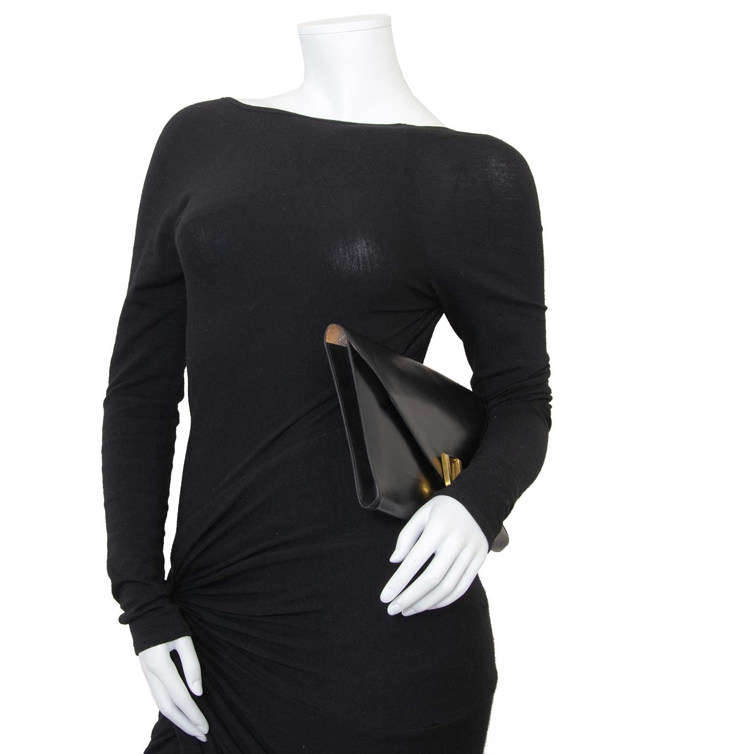 delvaux black clutch now for sale at labellov vintage fashion webshop belgium