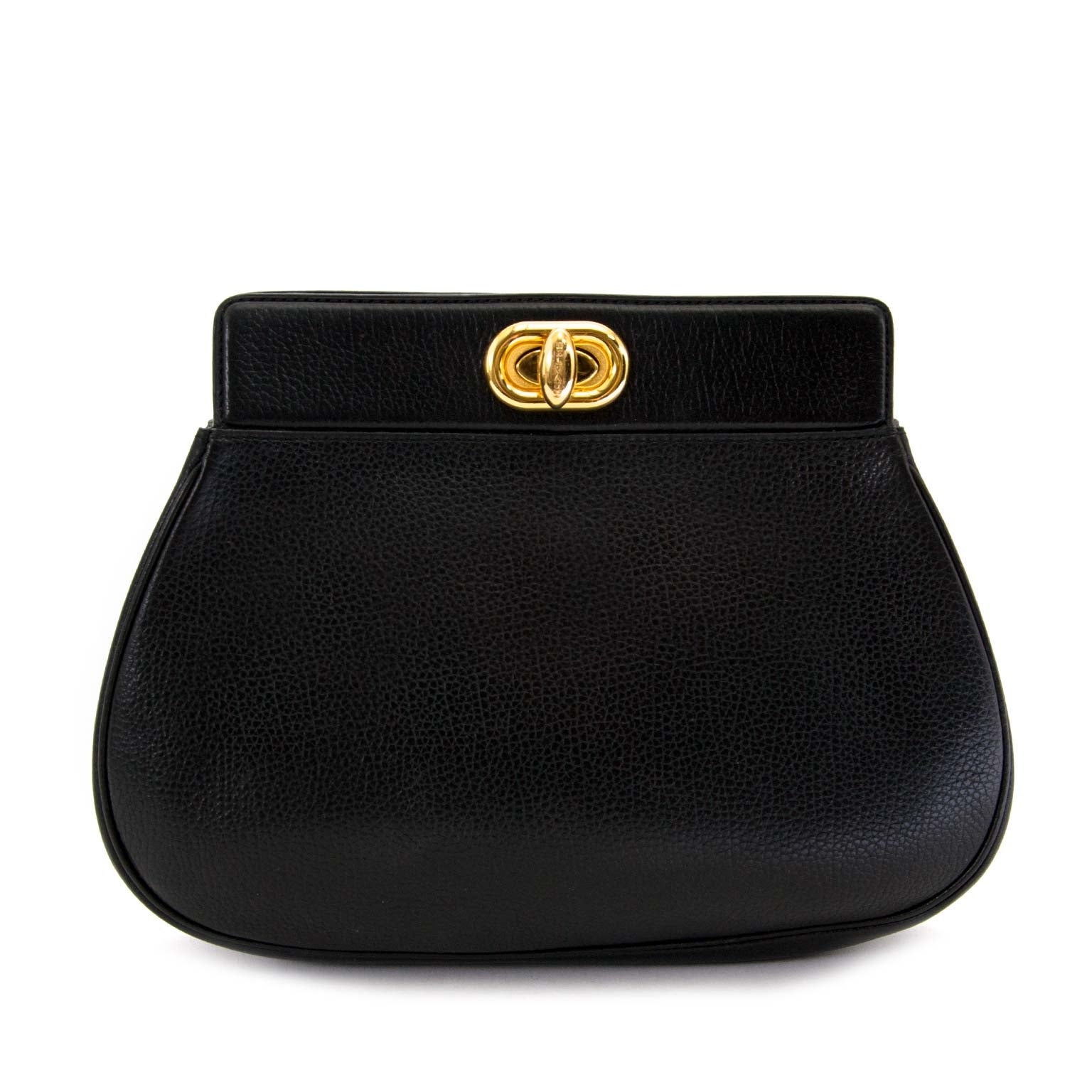 Delvaux black leather pochette clutch now for sale at labellov vintage fashion webshop belgium