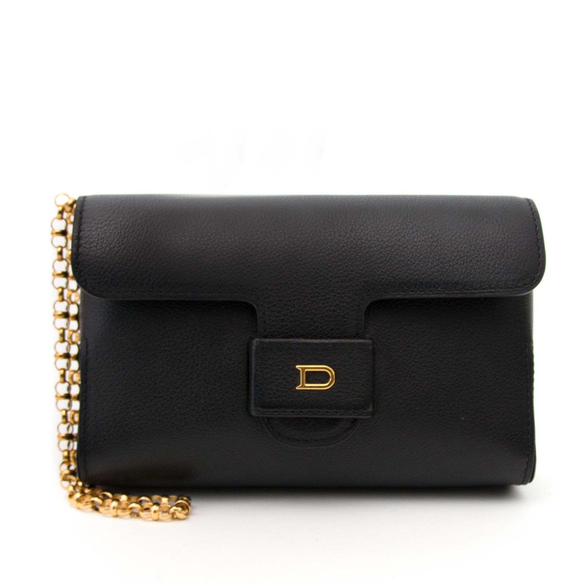 Delvaux Black Leather Clutch Bag