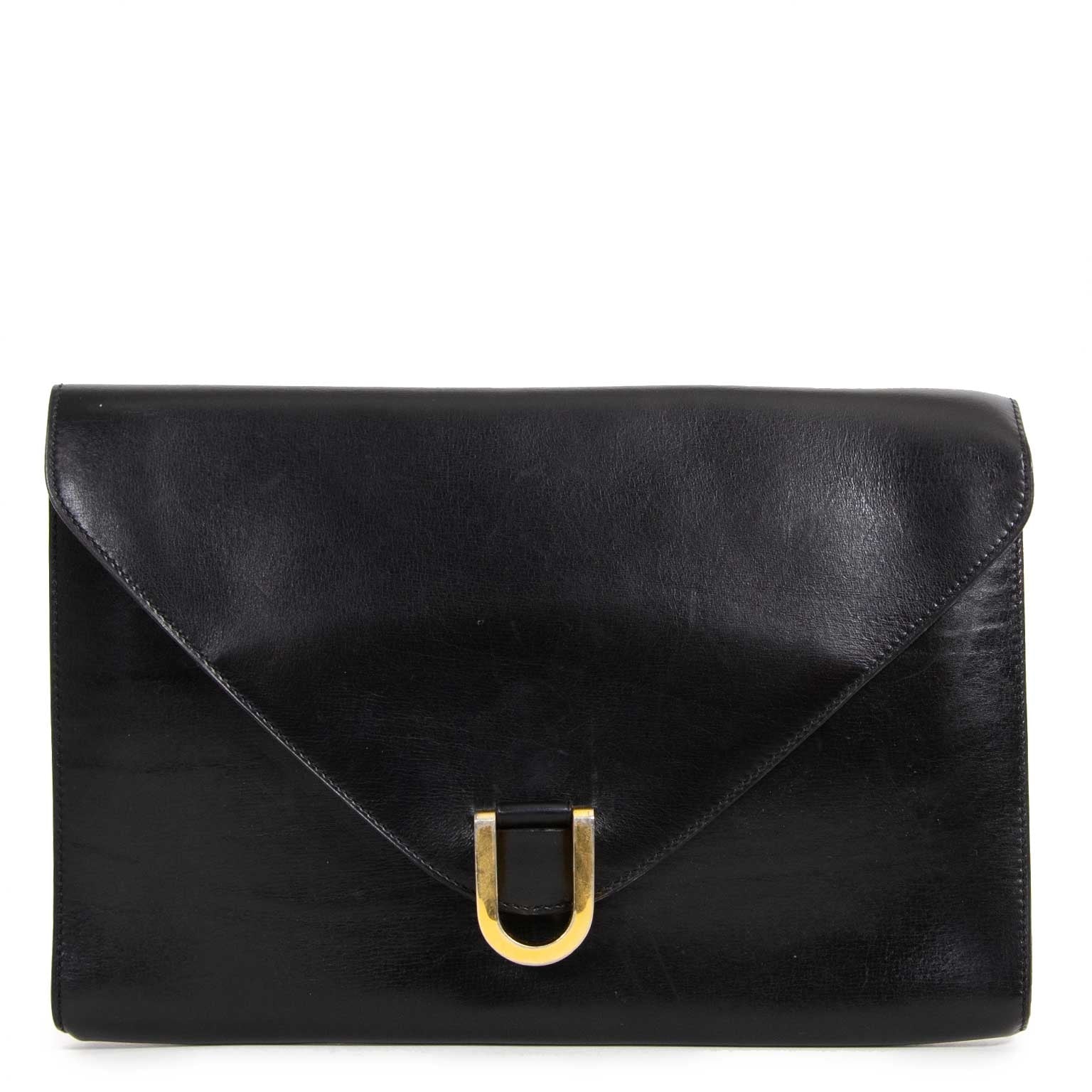 delvaux black clutch now for sale at labellov vintage fashion webshop belgium