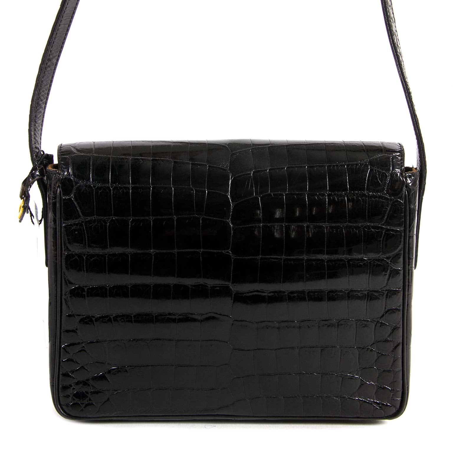 achter en ligne chez labellov.com delvaux noir croco d cross body bag