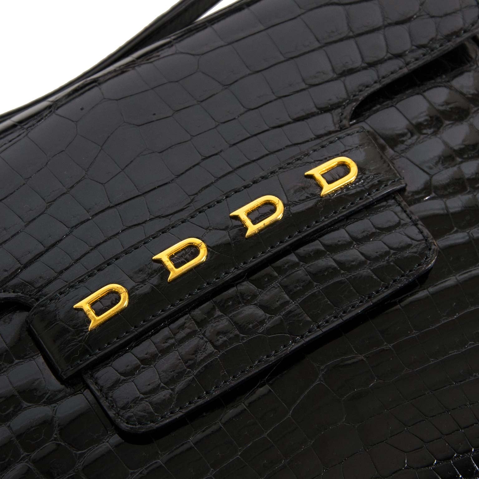 Delvaux Black Croco D Cross Body Bag