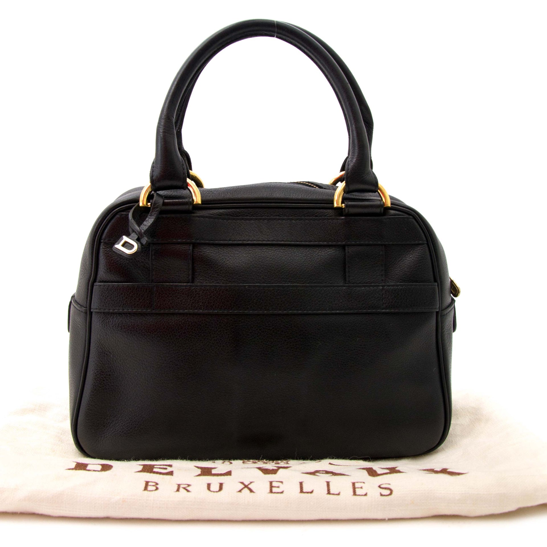 Delvaux Black Leather Top Handle Bowling Bag for the best price