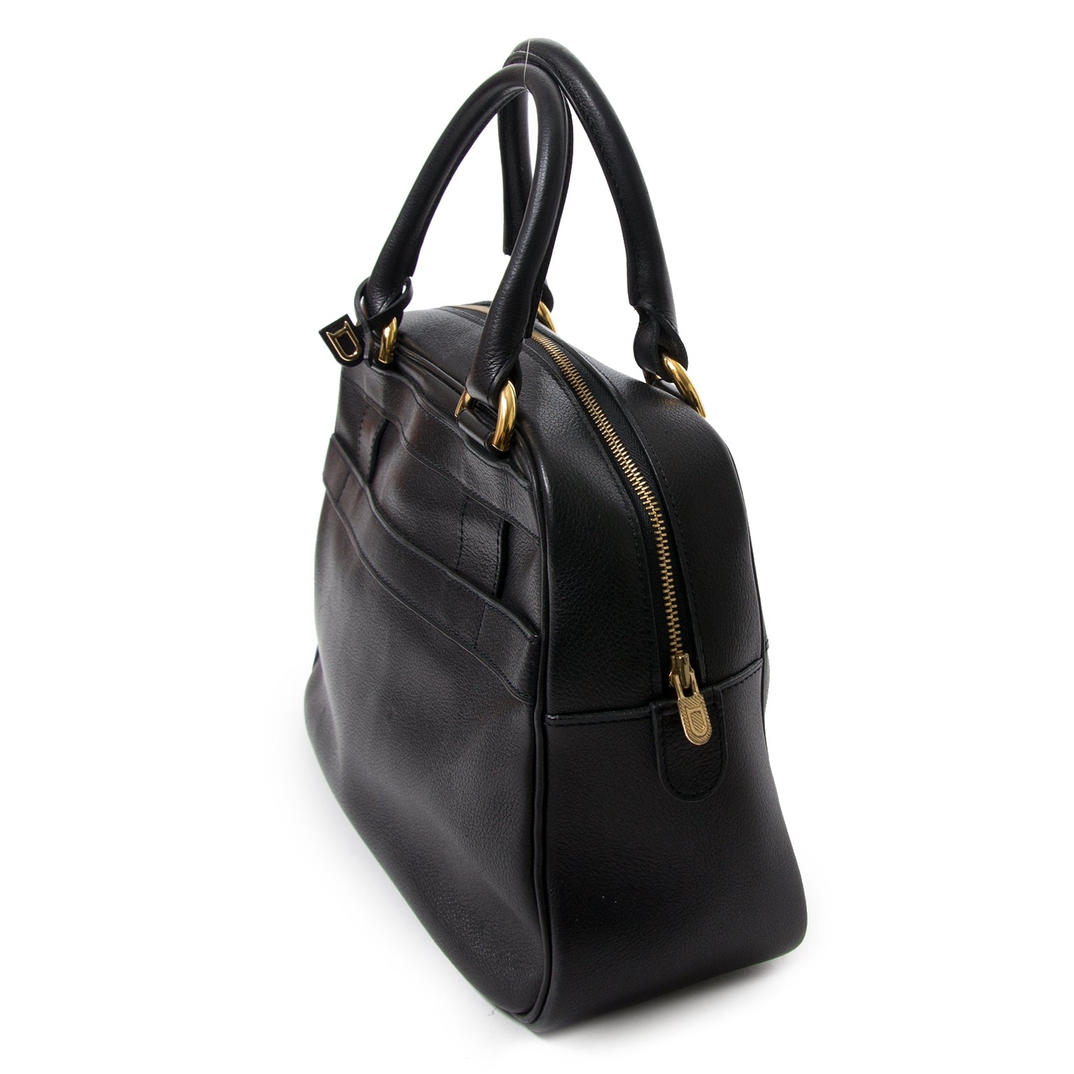 Buy authentic delvaux black top handle bowling bag now online at Labellov vintage fashion webshop belgium