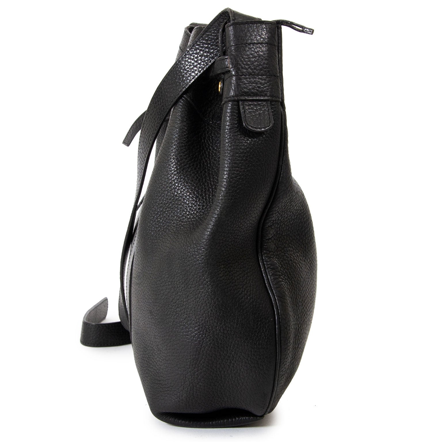 Delvaux Black Leather Drawstring Shoulder Bag kopen en verkopen aan de beste prijs