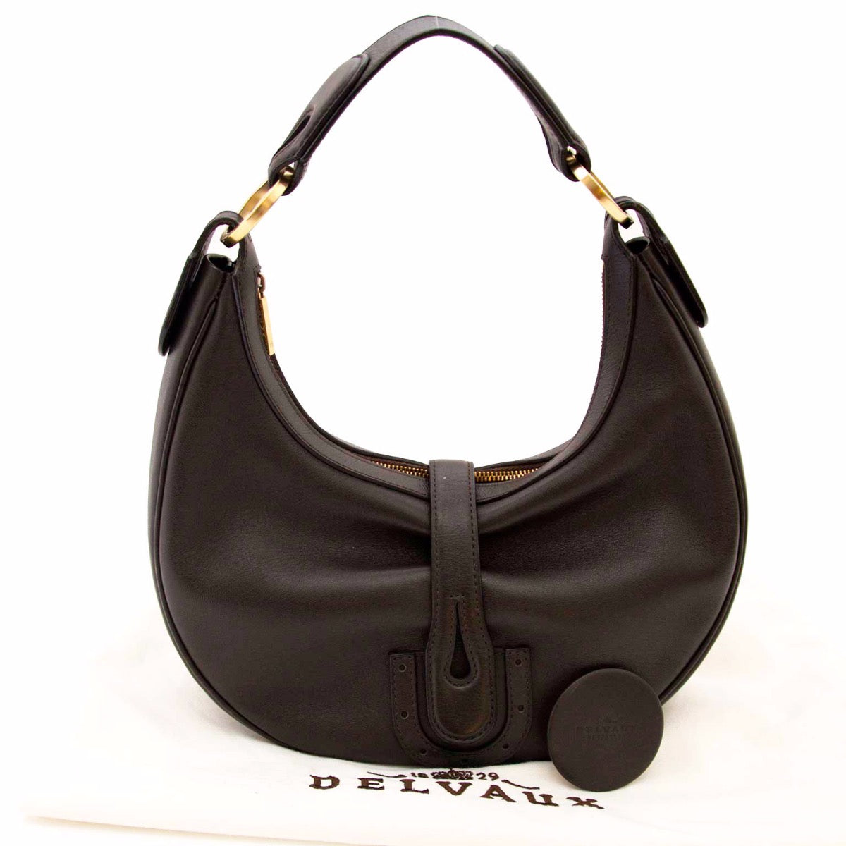 Buy an authentic second hand Delvaux Brown Camille Leather Shoulder Bag in very good condition at Labellov