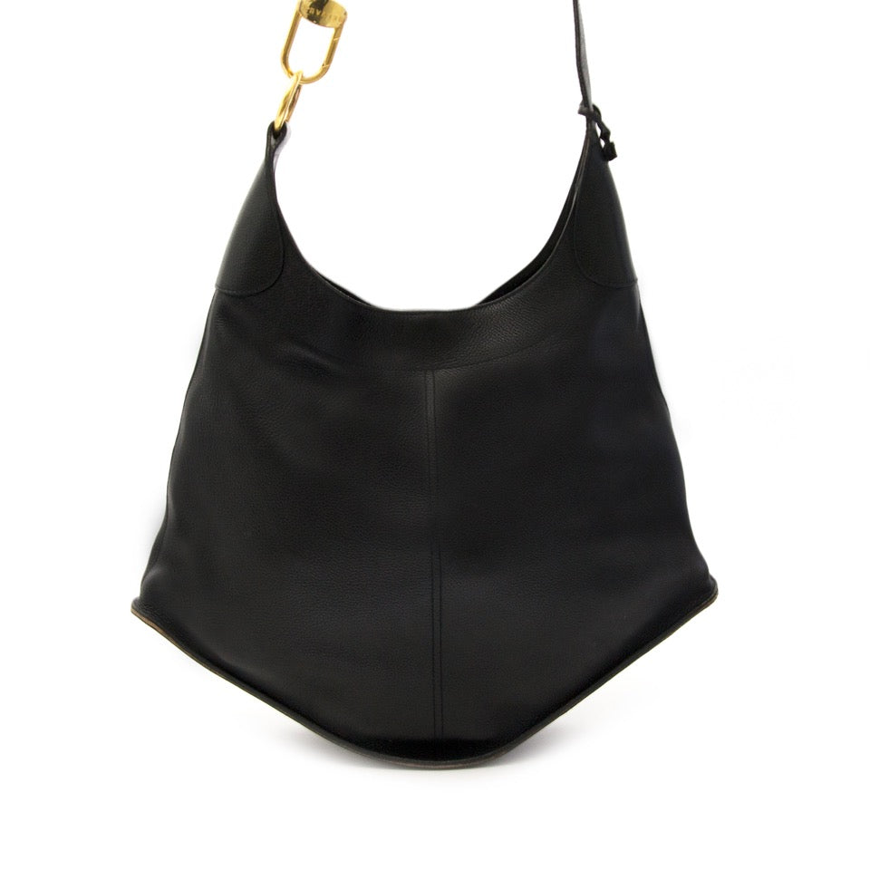 100% authentic Delvaux Black Satan Shoulder Bag for the best price online