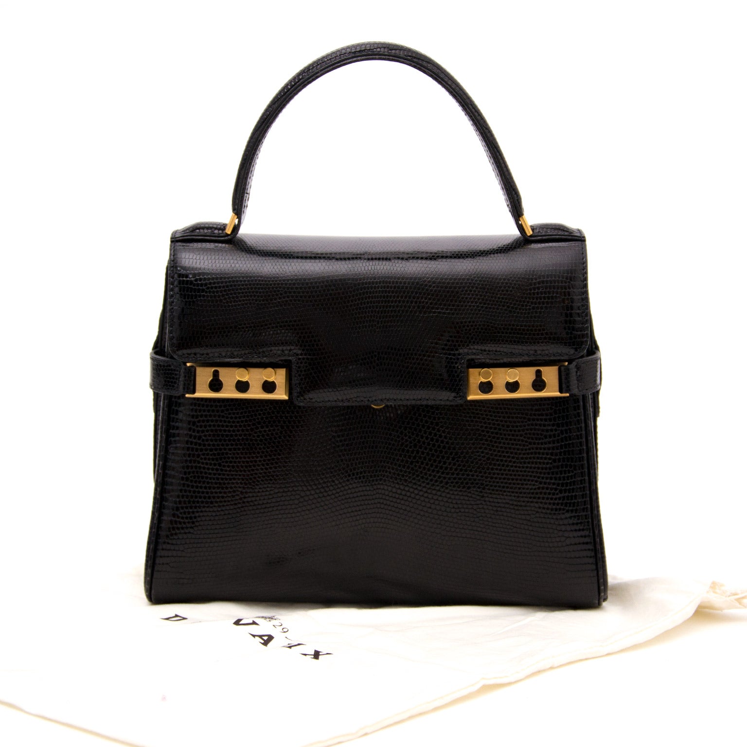 shop safe online your secondhand Delvaux Tempête PM Black Lizard wordlwide shipping