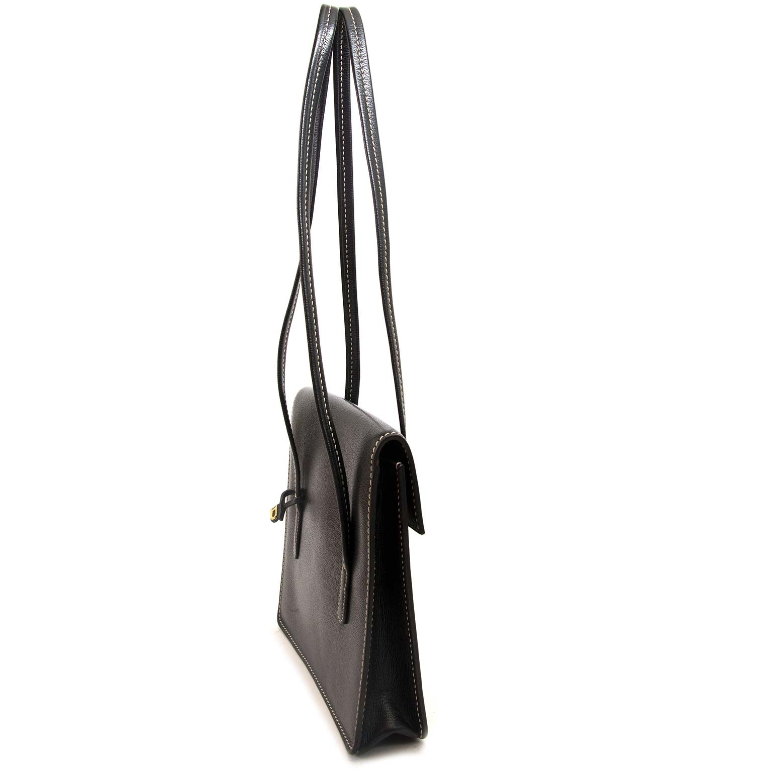 delvaux black santal shoulder bag now for sale at labellov vintage fashion webshop belgium