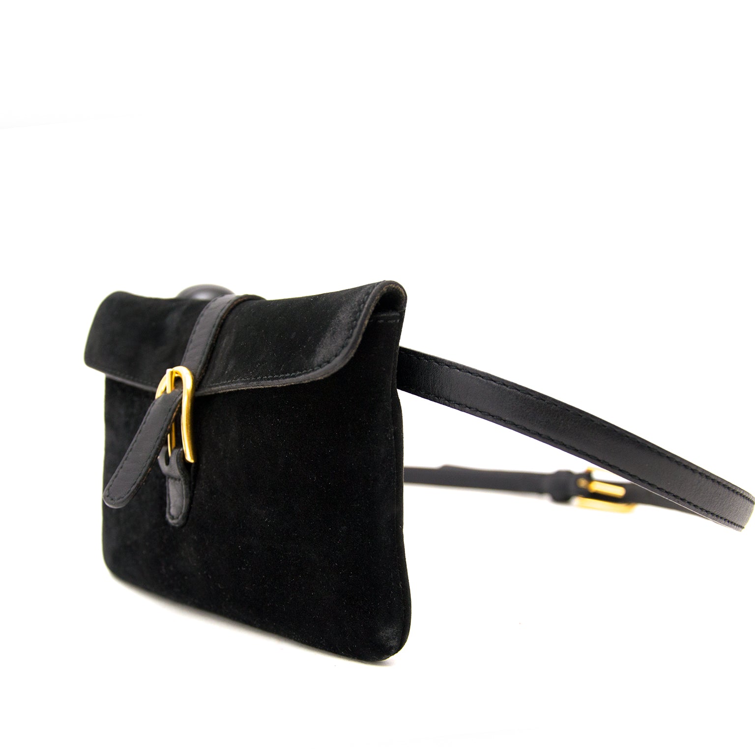 Shop safe online aan de beste prijs Delvaux Black Suède Belt Bag - Size:95