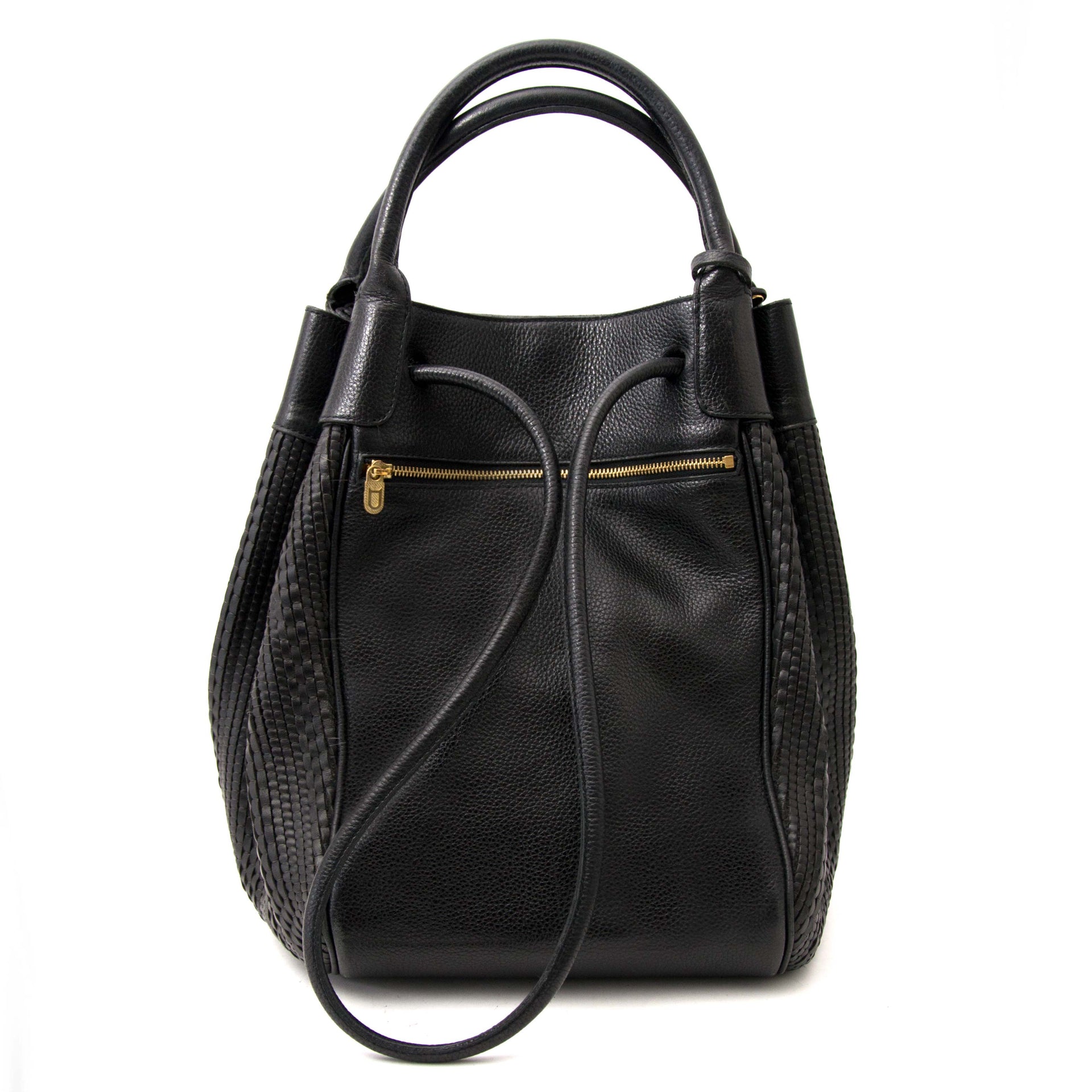 shop safe online brand new 100% authentic Delvaux Black Woven Toile de Cuir Bag