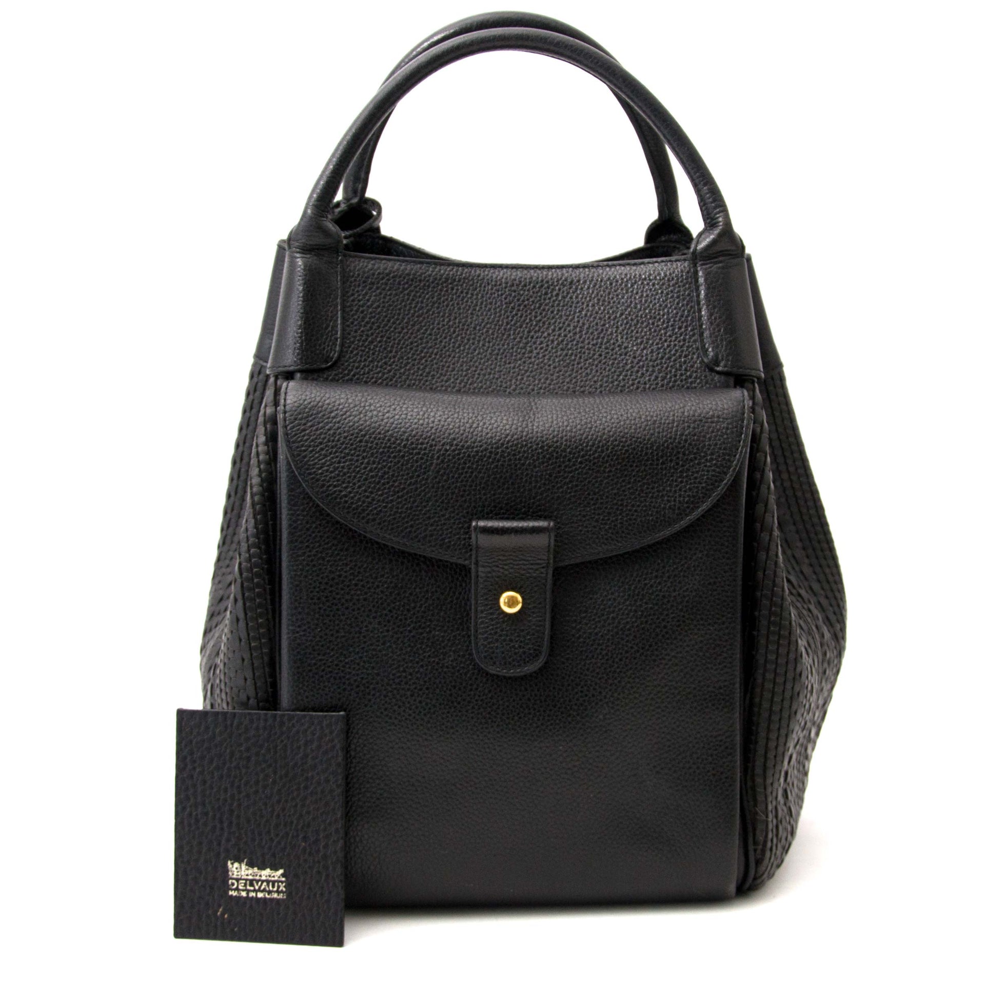 koop veilig online aan de beste prijs Delvaux Black Woven Toile de Cuir Bag