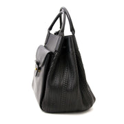 acheter en ligne neuf authentic sac a main Delvaux Black Woven Toile de Cuir Bag