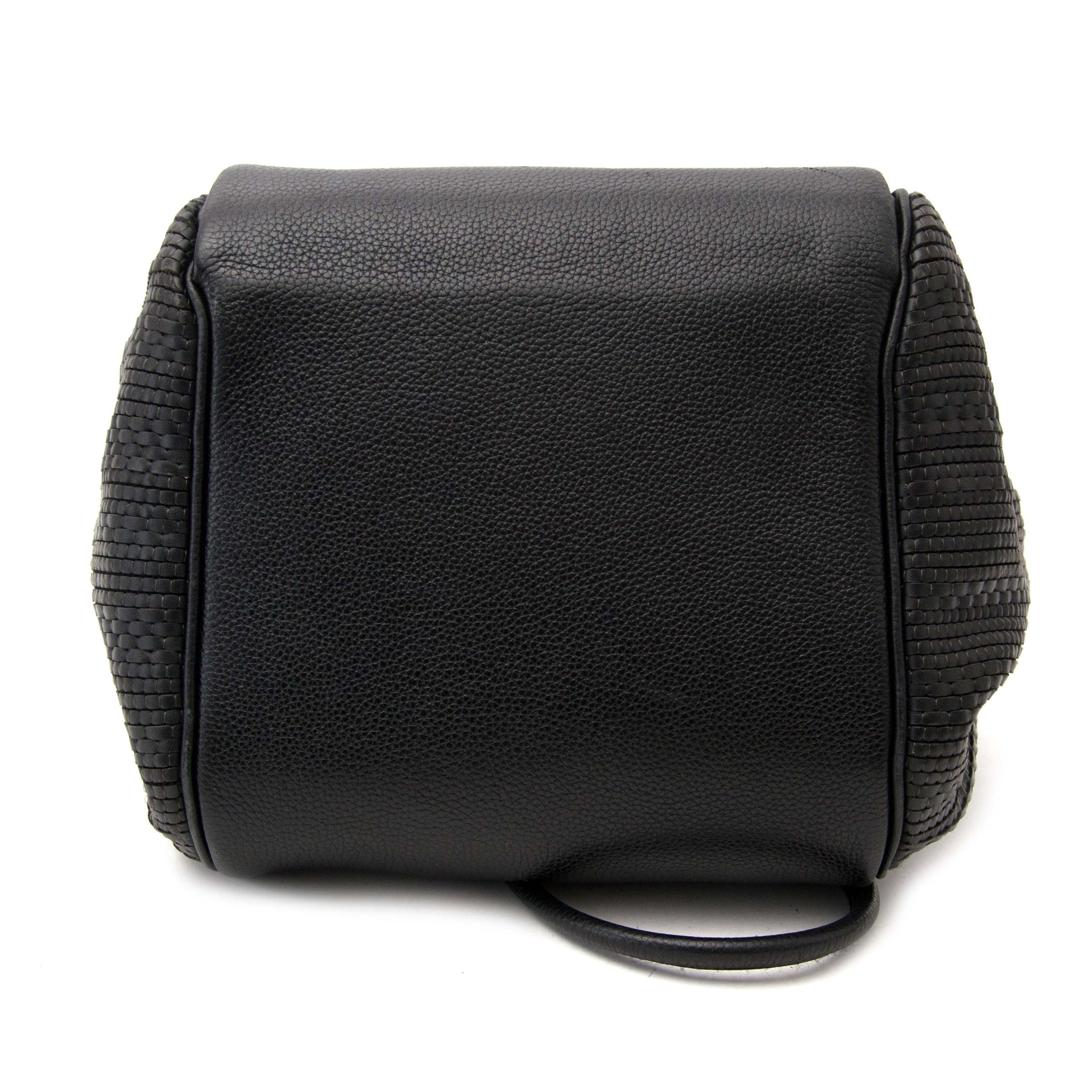 acheter en ligne neuf authentic sac a main Delvaux Black Woven Toile de Cuir Bag